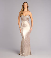 Alita Metallic Floral Rhinestone Formal Dress
