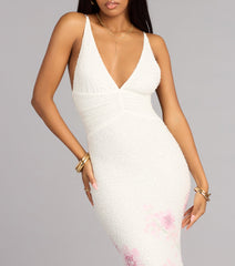 Margo Beaded Floral Print Mermaid Dress