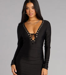 Bold Look Long Sleeve Bodycon Mini Dress