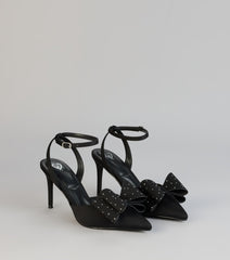 Glam Agenda Rhinestone Bow Pumps