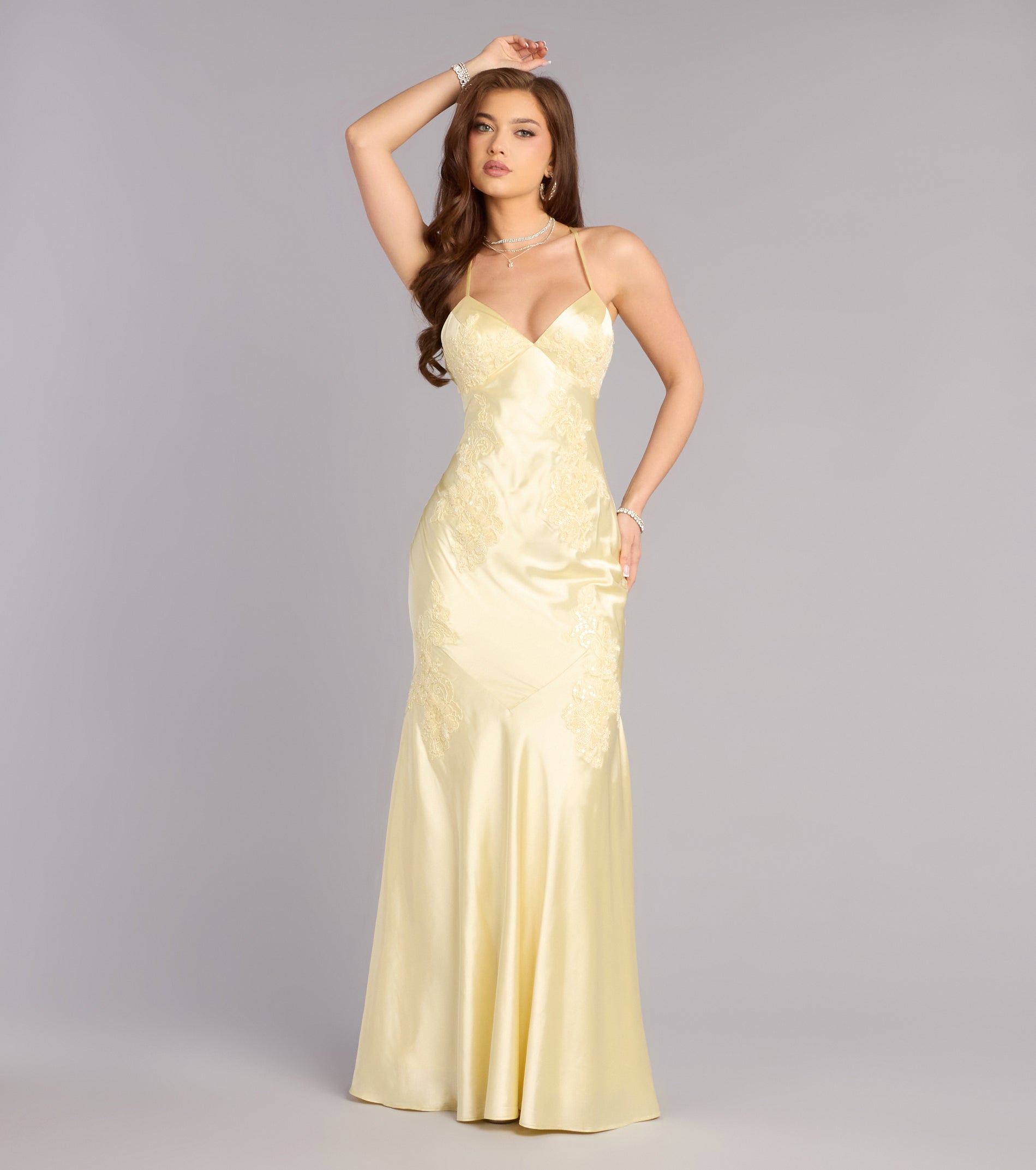Rachel Satin Open Back Formal Dress