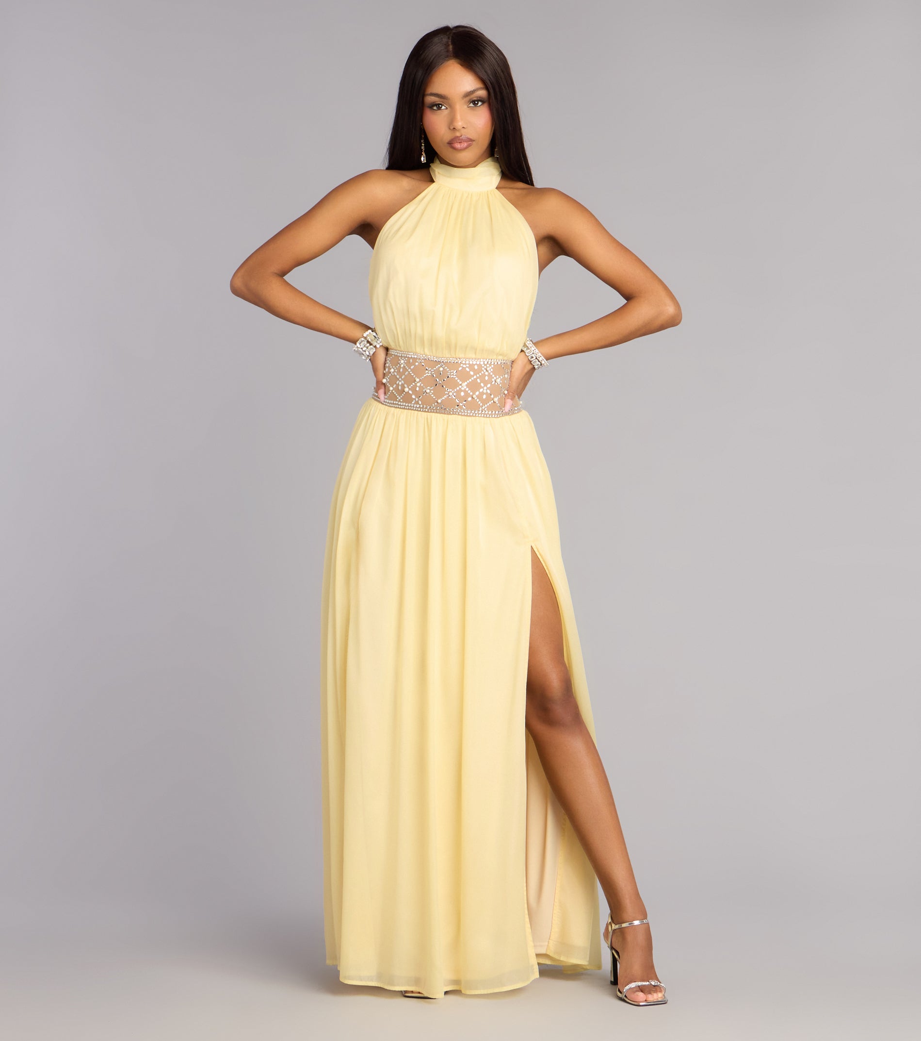 Monica Chiffon Embellished Formal Dress