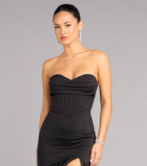 Cameron Ruffled High-Slit Corset Mermaid Dress
