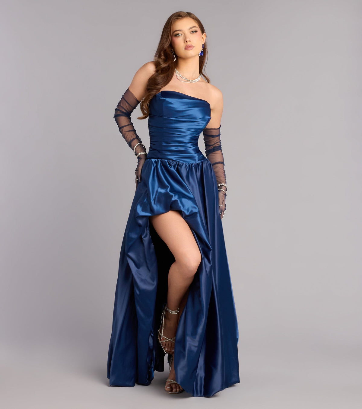 Grace Satin A-Line Bubble Formal Dress