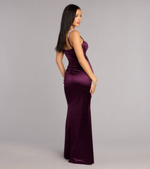 Sohni Satin Rhinestone Trim Mermaid Formal Dress