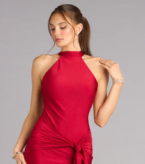Red Carpet Rules Front Sash Mini Dress