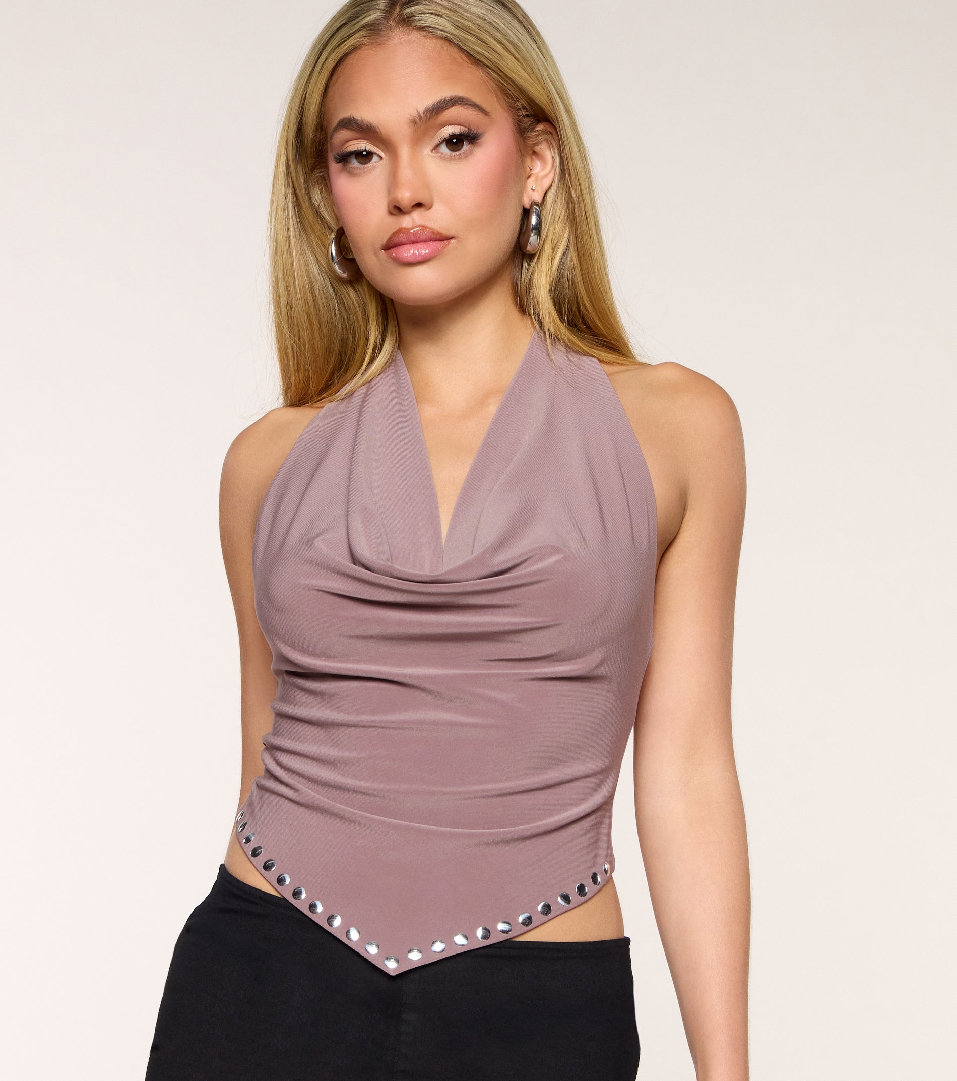 Always Iconic Cowl Halter Crop Top