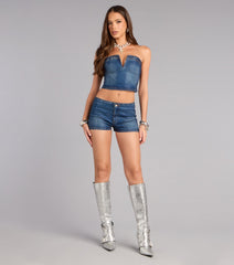 Crystal Mood Denim Tube Corset