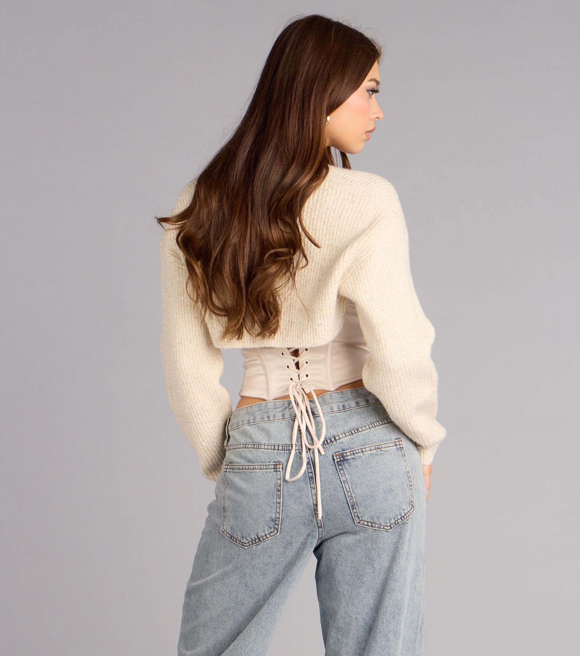 Cozy Chic Lurex Bolero Shrug