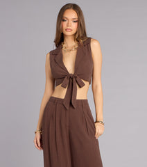 Effortless Look Linen-Blend Tie-Front Vest