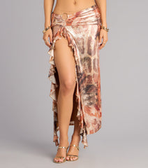 Golden Rush Metallic Ruffle Maxi Skirt
