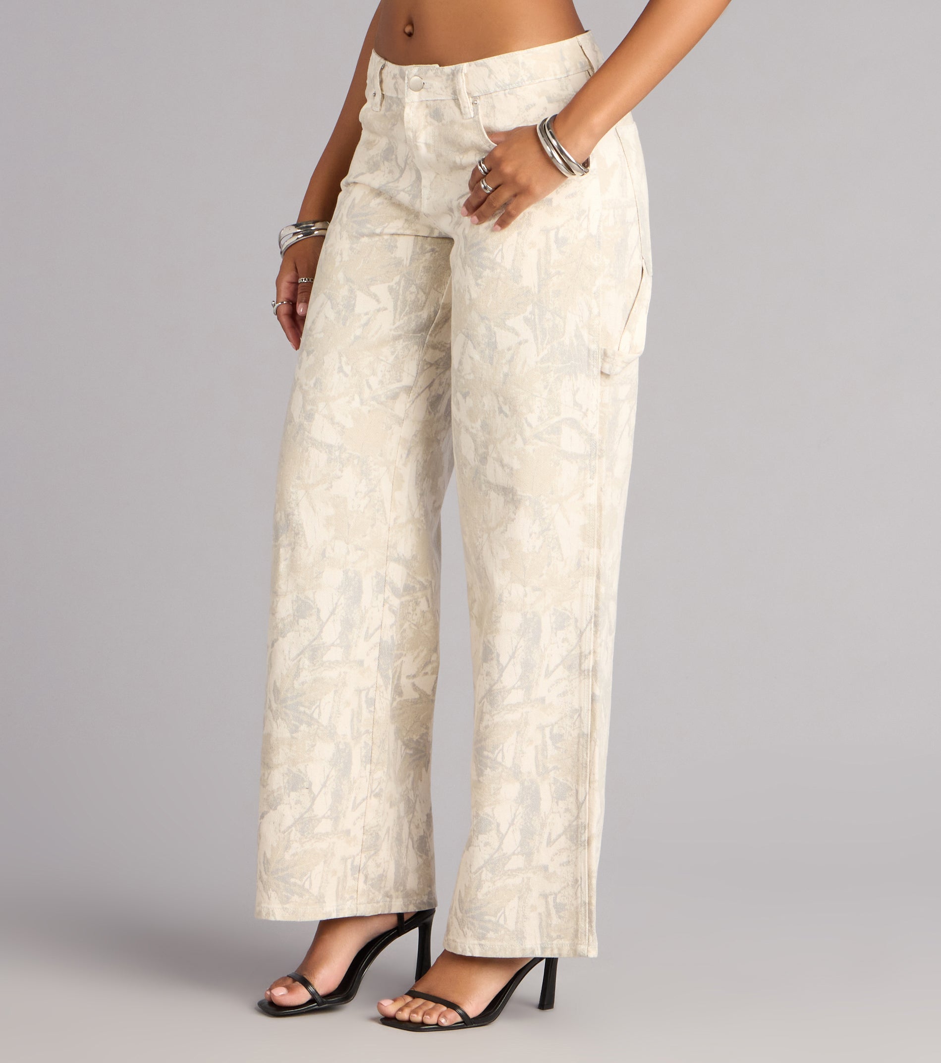 Off Duty Intent Camouflage Straight Leg Jeans