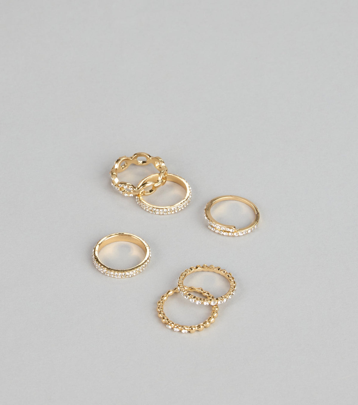 Shimmer Stacking Rhinestone Ring Set