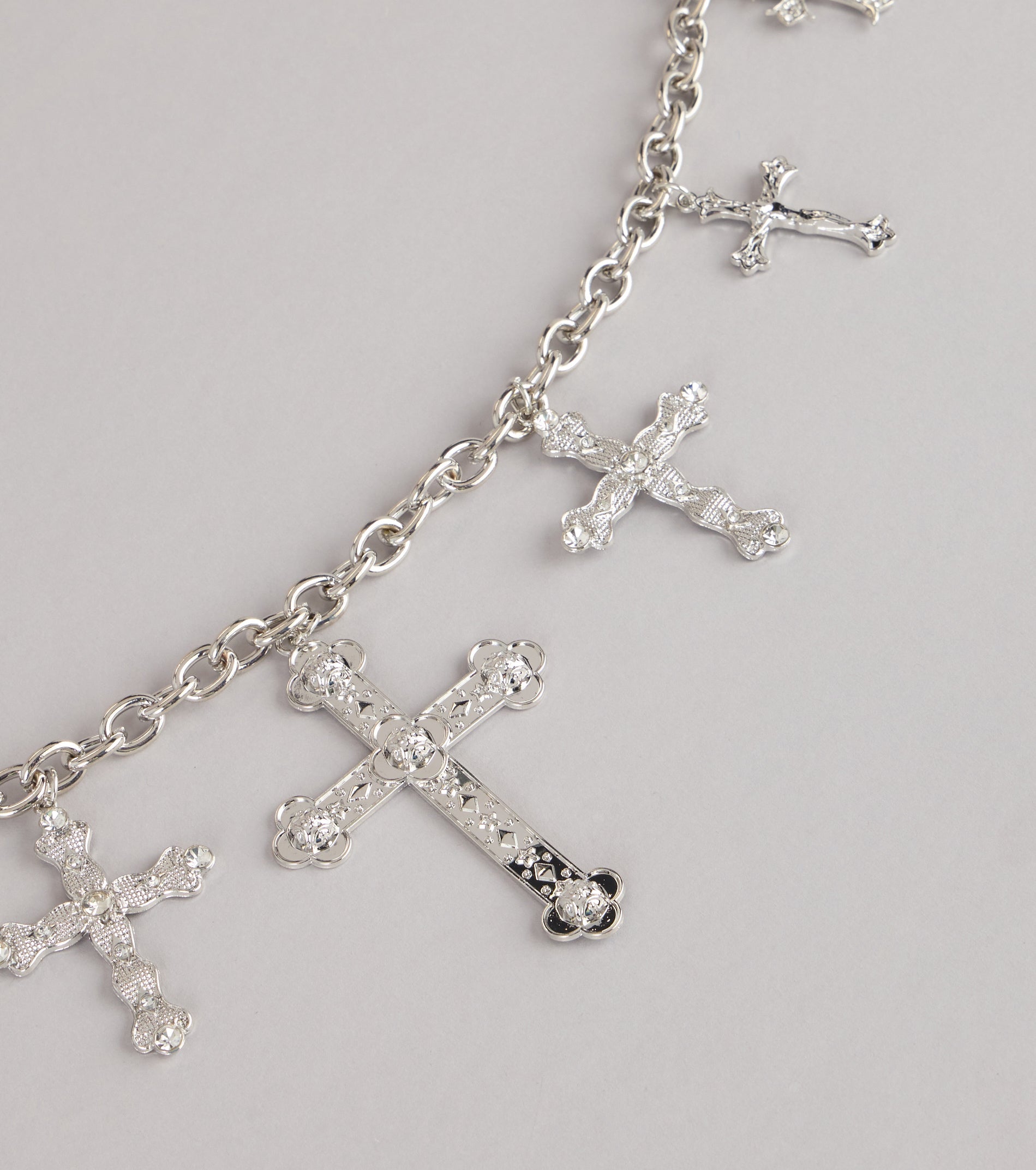 Sleek Edge Cross Charm Chain Belt