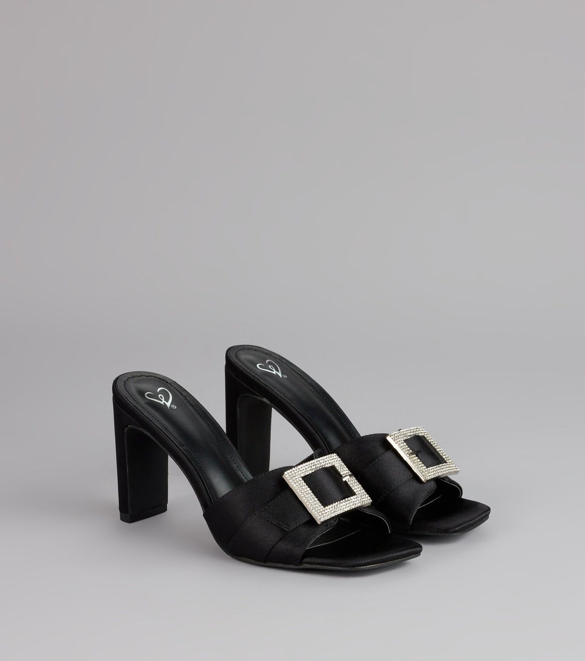 Glam Steps Rhinestone Buckle Strap Mules